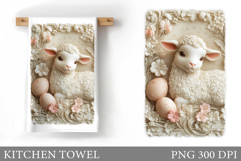 Easter Lamb Kitchen Towel. Easter Kitchen Towel Sublimation Product Image 1