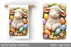 Easter Lamb Kitchen Towel. Easter Kitchen Towel Sublimation Product Image 1