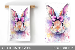 Cute Bunny Kitchen Towel Design. Cute Bunny Sublimation Product Image 1