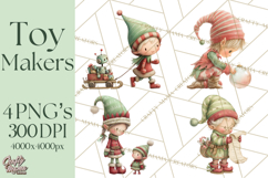 Santa's Elves Clipart, Christmas Elf Illustrations PNG Product Image 1