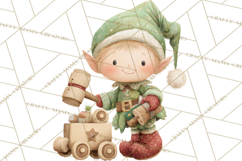 Santa's Elves Clipart, Christmas Elf Illustrations PNG Product Image 3