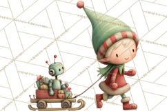 Santa's Elves Clipart, Christmas Elf Illustrations PNG Product Image 2