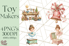 Santa's Elves Clipart, Christmas Elf Illustrations PNG Product Image 1