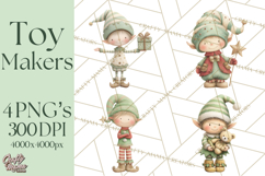 Santa's Elves Clipart, Christmas Elf Illustrations PNG Product Image 1