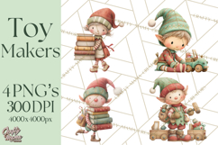 Santa's Elves Clipart, Christmas Elf Illustrations PNG Product Image 1