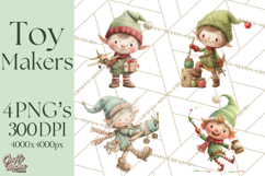 Santa's Elves Clipart, Christmas Elf Illustrations PNG Product Image 1