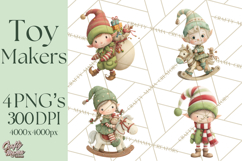 Santa's Elves Clipart, Christmas Elf Illustrations PNG Product Image 1