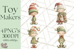 Santa's Elves Clipart, Christmas Elf Illustrations PNG Product Image 1