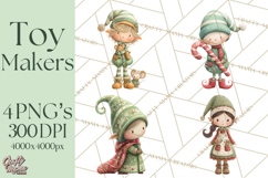 Santa's Elves Clipart, Christmas Elf Illustrations PNG Product Image 1