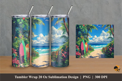 Beach Panorama Tumbler Wrap Sublimation Designs 1 Product Image 1