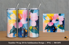 Aquarel Abstract Flower Tumbler Wrap Sublimation Designs 1 Product Image 1