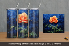 Rain Rose Tumbler Wrap Sublimation Designs 1 Product Image 1