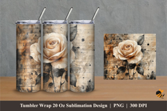 Cream Rose Tumbler Wrap Sublimation Designs 1 Product Image 1