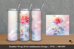 Beautiful Pastel Rose Tumbler Wrap Sublimation Designs 1 Product Image 1