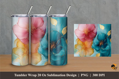 Flowers and Leaves Tumbler Wrap Sublimation Designs 1 Product Image 1