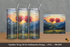 Mountain Rose Tumbler Wrap Sublimation Designs 1 Product Image 1