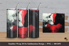 Black White Wolf Tumbler Wrap Sublimation Designs 2 Product Image 1