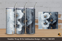 Gray Flowers Tumbler Wrap Sublimation Designs 2 Product Image 1