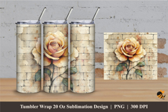 Cream Rose Tumbler Wrap Sublimation Designs 2 Product Image 1