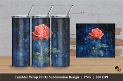 Rain Rose Tumbler Wrap Sublimation Designs 2 Product Image 1