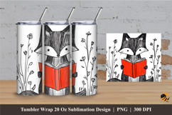 Reading Fox Tumbler Wrap Sublimation Designs 2 Product Image 1