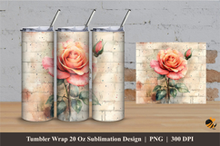 Pale Red Rose Tumbler Wrap Sublimation Designs 2 Product Image 1