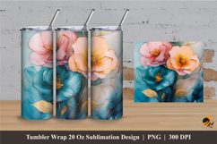 Flowers and Leaves Tumbler Wrap Sublimation Designs 2 Product Image 1