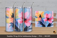 Aquarel Abstract Flower Tumbler Wrap Sublimation Designs 2 Product Image 1