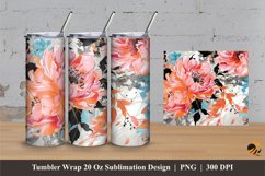 Floral Motifs Tumbler Wrap Sublimation Designs 3 Product Image 1