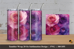 Purple Pink Rose Tumbler Wrap Sublimation Designs 3 Product Image 1