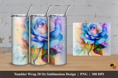 Pale Blue Rose Tumbler Wrap Sublimation Designs 3 Product Image 1