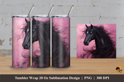 Black Horse Tumbler Wrap Sublimation Designs 3 Product Image 1