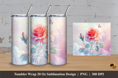 Beautiful Pastel Rose Tumbler Wrap Sublimation Designs 3 Product Image 1