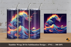 Glowing Waves Tumbler Wrap Sublimation Designs 3 Product Image 1