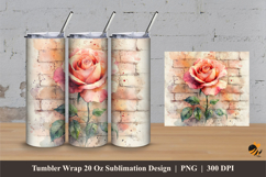 Pale Red Rose Tumbler Wrap Sublimation Designs 3 Product Image 1
