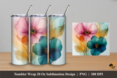 Flowers and Leaves Tumbler Wrap Sublimation Designs 4 Product Image 1