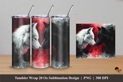Black White Wolf Tumbler Wrap Sublimation Designs 4 Product Image 1