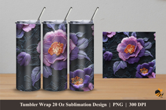 3D Purple Flower Tumbler Wrap Sublimation Designs 4 Product Image 1