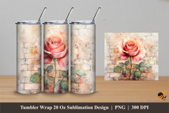 Pale Red Rose Tumbler Wrap Sublimation Designs 4 Product Image 1