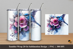 Bird&#039;s Nest Rose Tumbler Wrap Sublimation Designs 4 Product Image 1