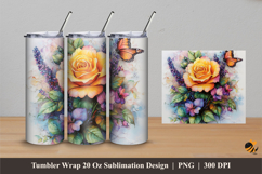 Yellow Rose Tumbler Wrap Sublimation Designs 4 Product Image 1