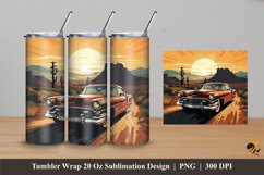 Vintage Car Tumbler Wrap Sublimation Design 4 Product Image 1