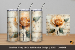 Cream Rose Tumbler Wrap Sublimation Designs 4 Product Image 1
