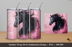 Black Horse Tumbler Wrap Sublimation Designs 4 Product Image 1