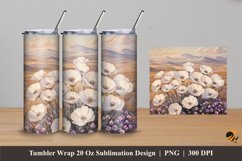 White Flowers Tumbler Wrap Sublimation Designs 4 Product Image 1