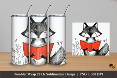 Reading Fox Tumbler Wrap Sublimation Designs 4 Product Image 1
