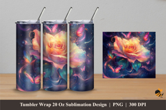 Colorful Rose Butterfly Tumbler Wrap Sublimation Designs 4 Product Image 1