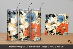 Floral Motifs Tumbler Wrap Sublimation Designs 4 Product Image 1