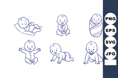 Baby vector set showing various infant poses including sleep Product Image 1