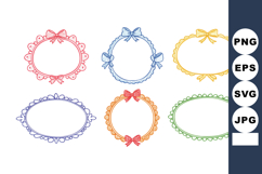 Decorative oval frames with bows in pastel colors for design Product Image 1